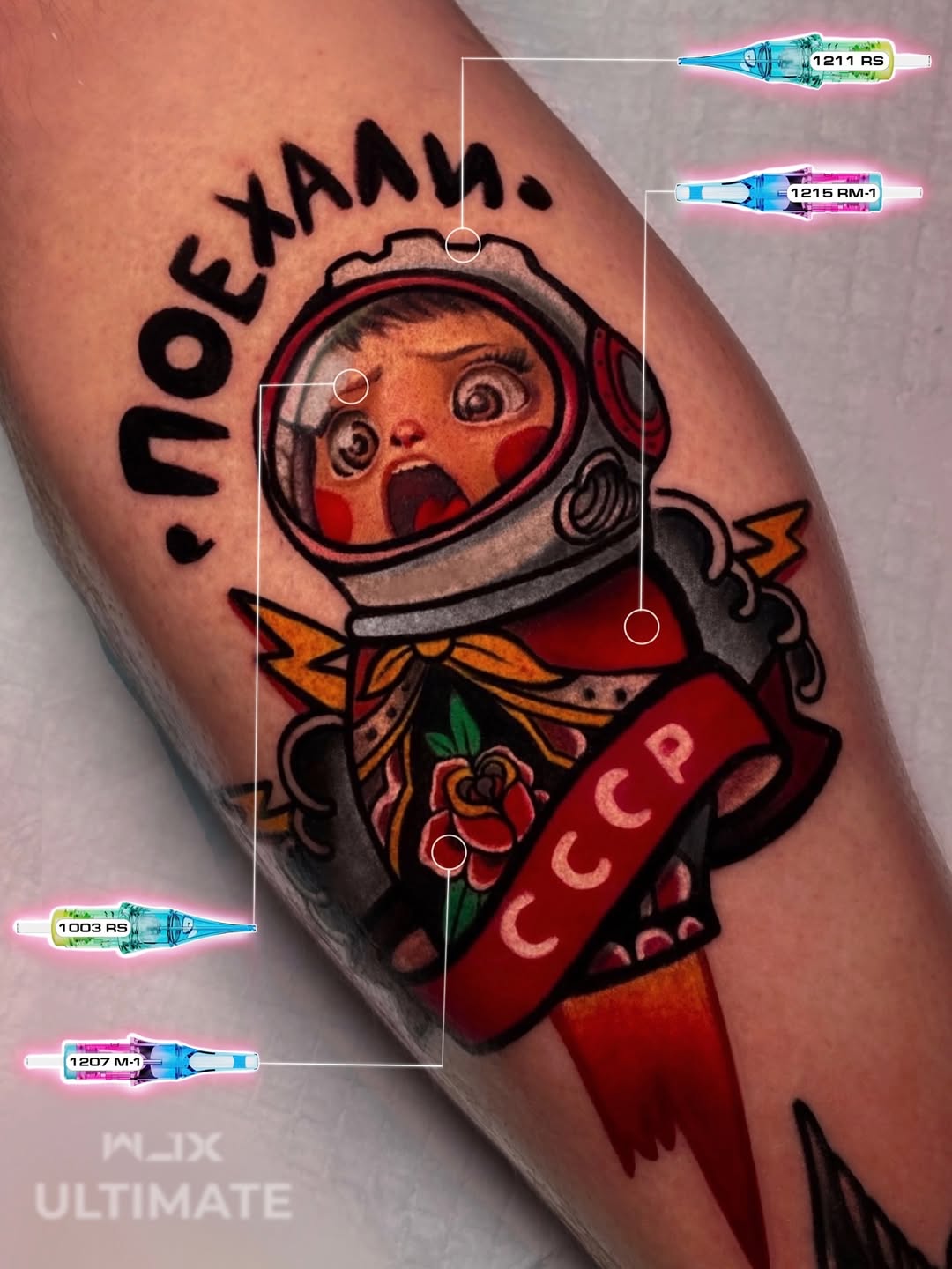 Tattoo by @kolesnikova.tattoo — new_school, trash_polka