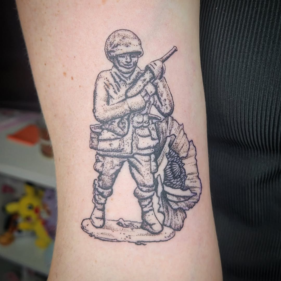 Tattoo by @lil_bunny_bab — dotwork, black_and_grey