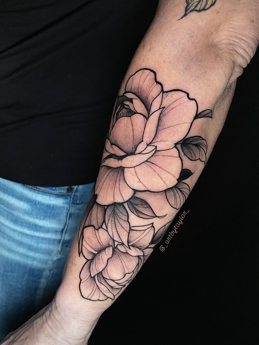 Tattoo by @_artbytaylor_ — illustrative, black_and_grey