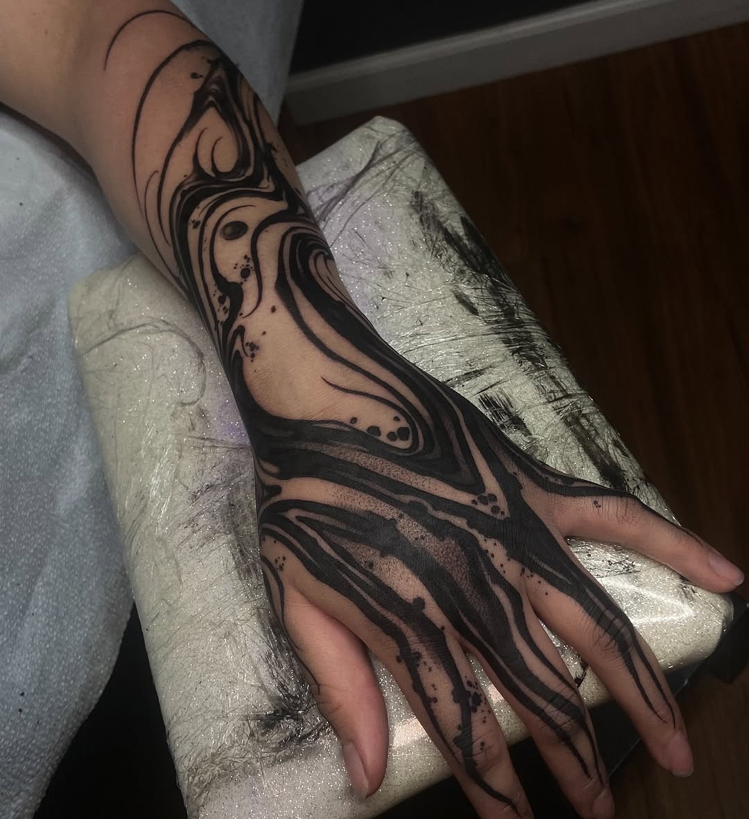 Tattoo by @baptism_black — blackwork, ornamental