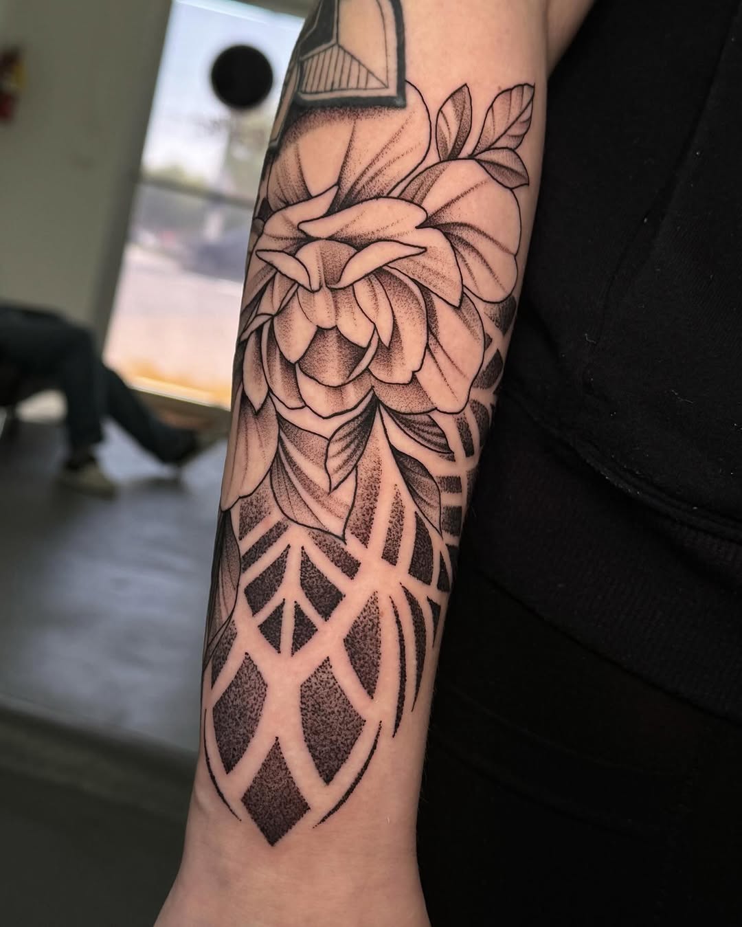 Tattoo by @grineylagantattoo — dotwork, ornamental