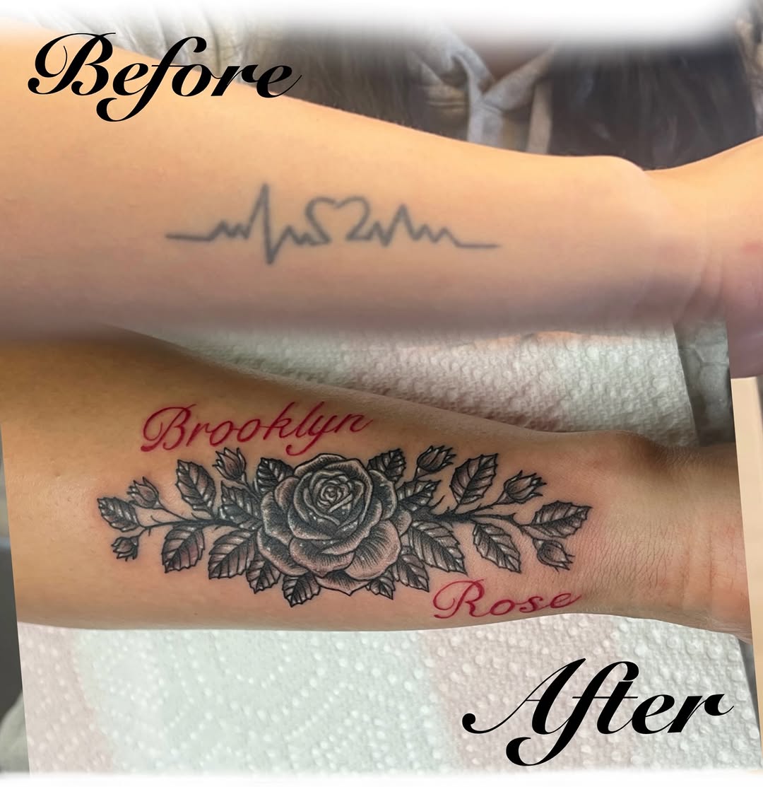 Tattoo by @stephaniepeanut123 — black_and_grey, lettering_script