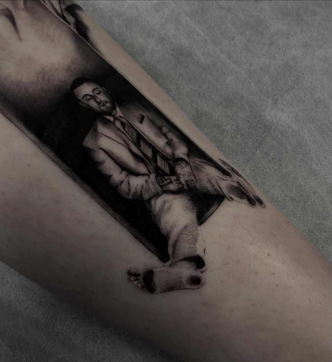 Tattoo by @whip_spurstattoo — realism, black_and_grey