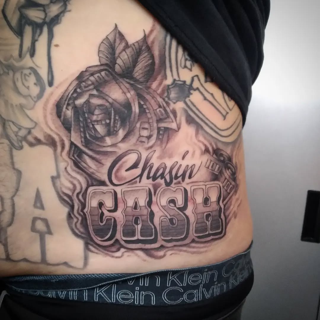 Tattoo by @bastardink — chicano, lettering_script