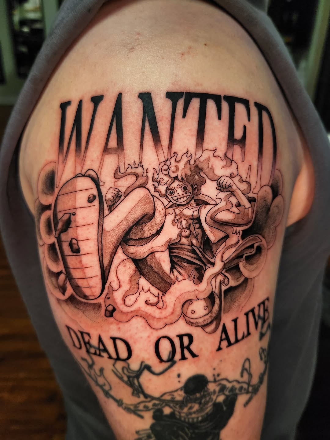 Tattoo by @stone_man720 — anime, black_and_grey