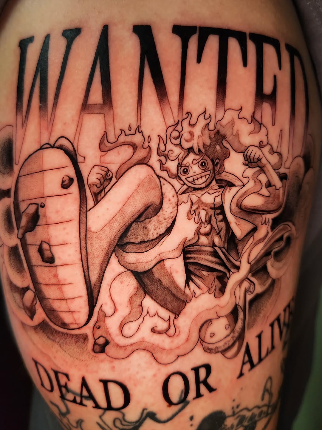 Tattoo by @stone_man720 — anime, black_and_grey
