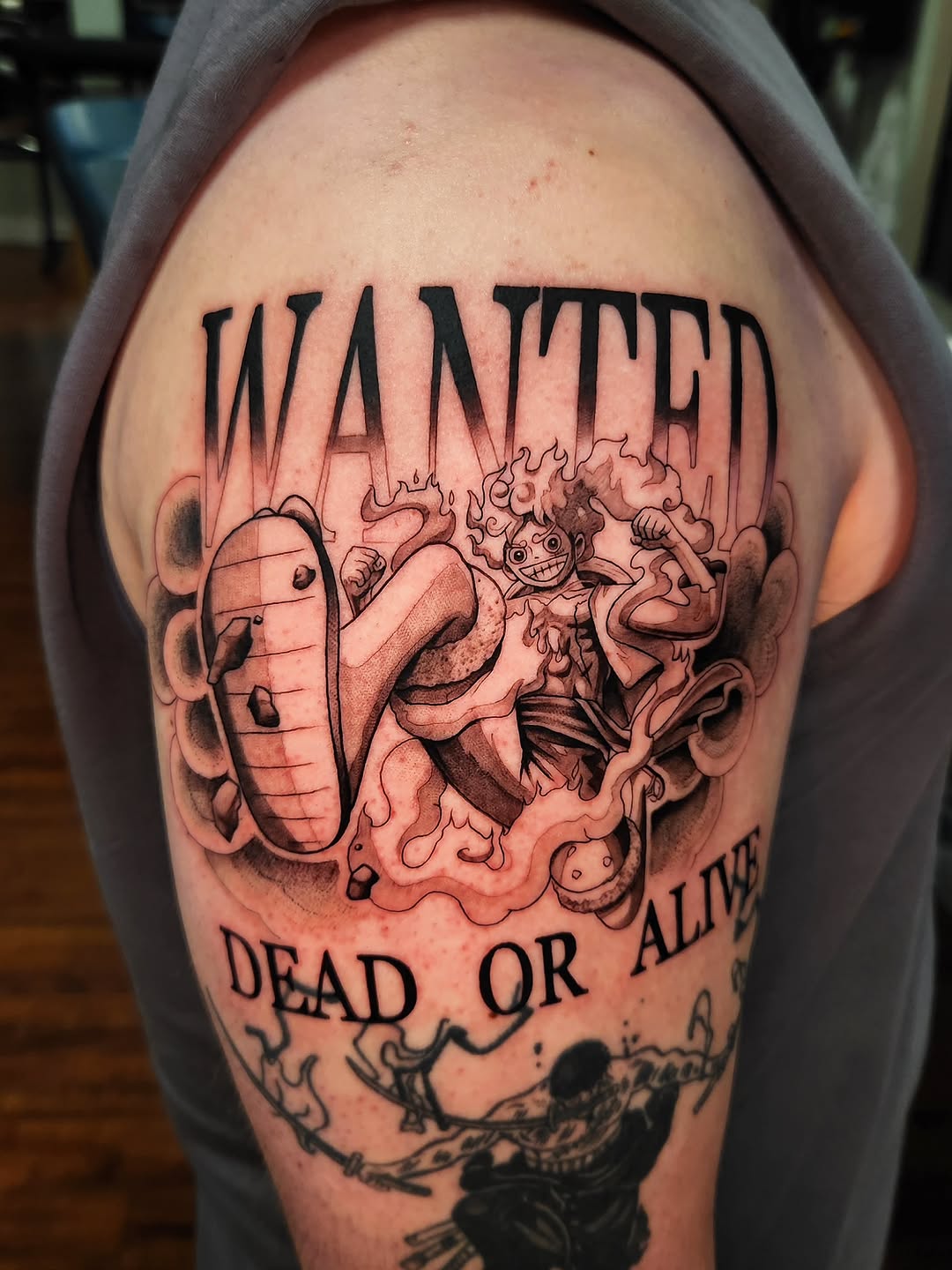 Tattoo by @stone_man720 — anime, lettering_script