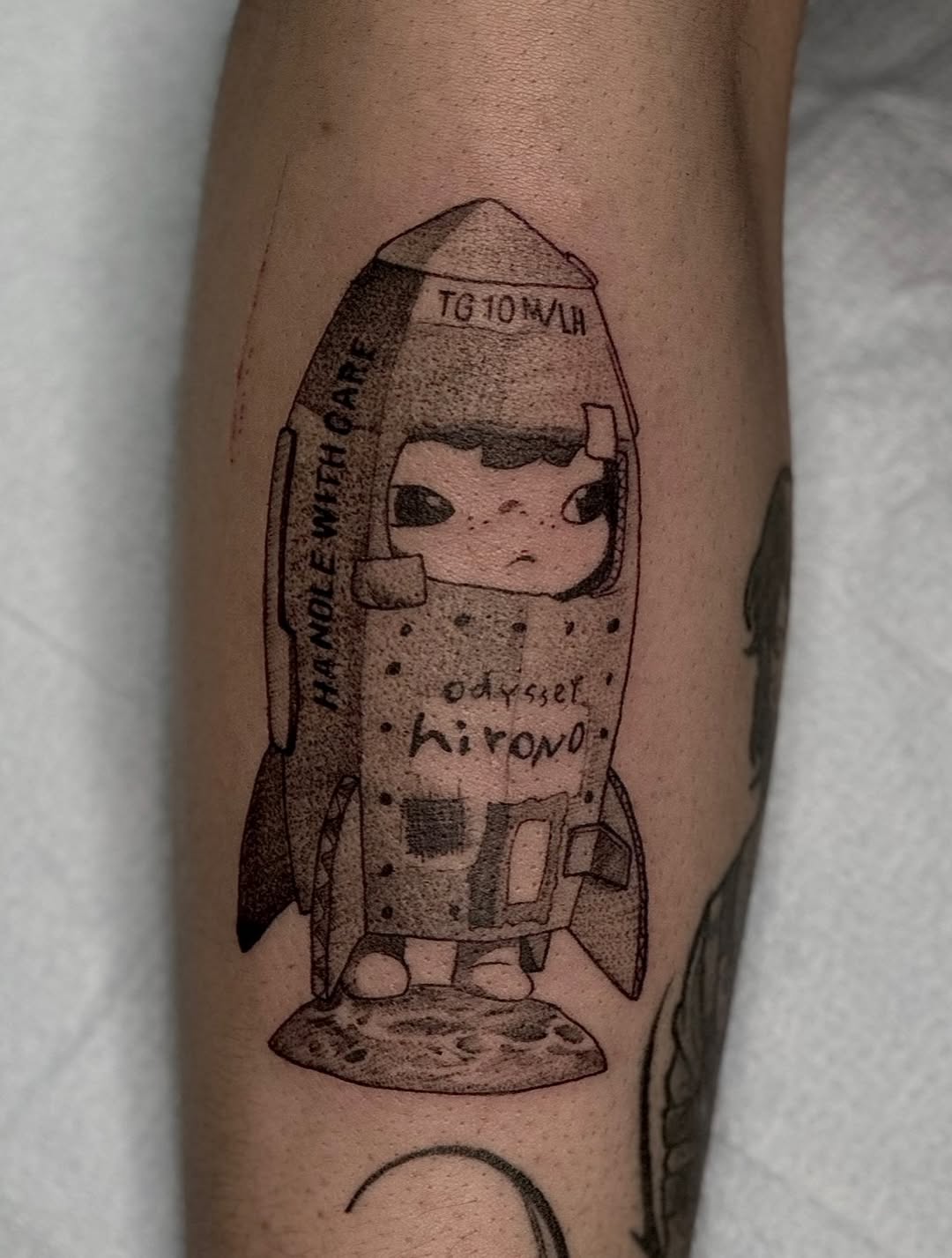 Tattoo by @tattoos.crystal — illustrative, black_and_grey