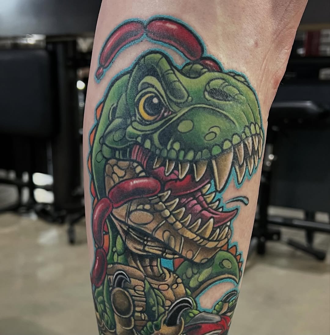 Tattoo by @sausagekingtattoos — new_school, trash_polka