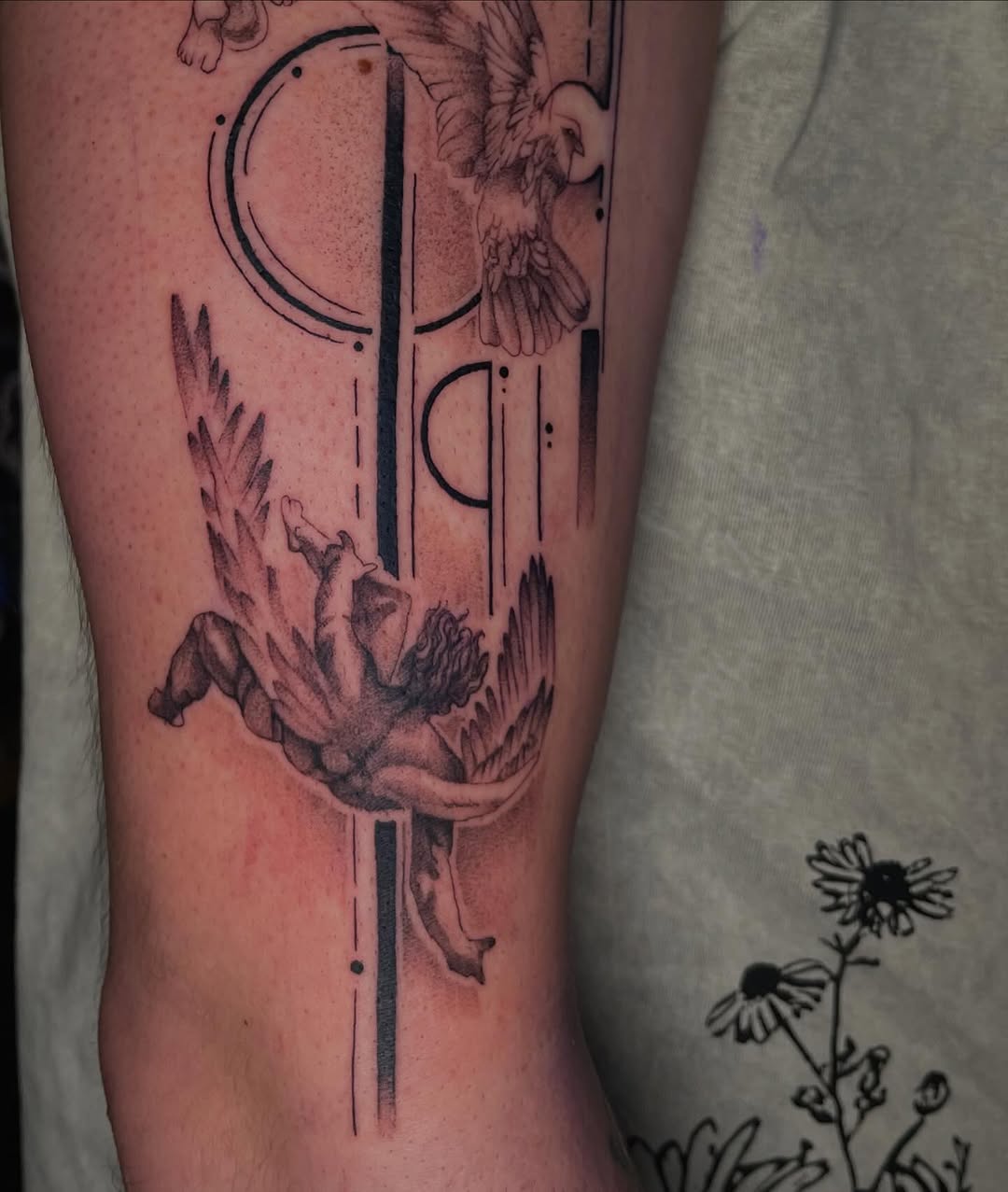Tattoo by @softnddirty — black_and_grey, geometric