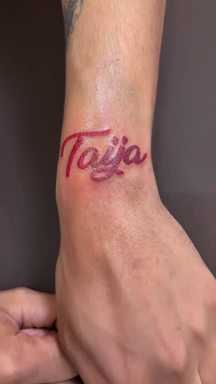 Tattoo by @riya.tatts.lv — lettering_script, fine_line