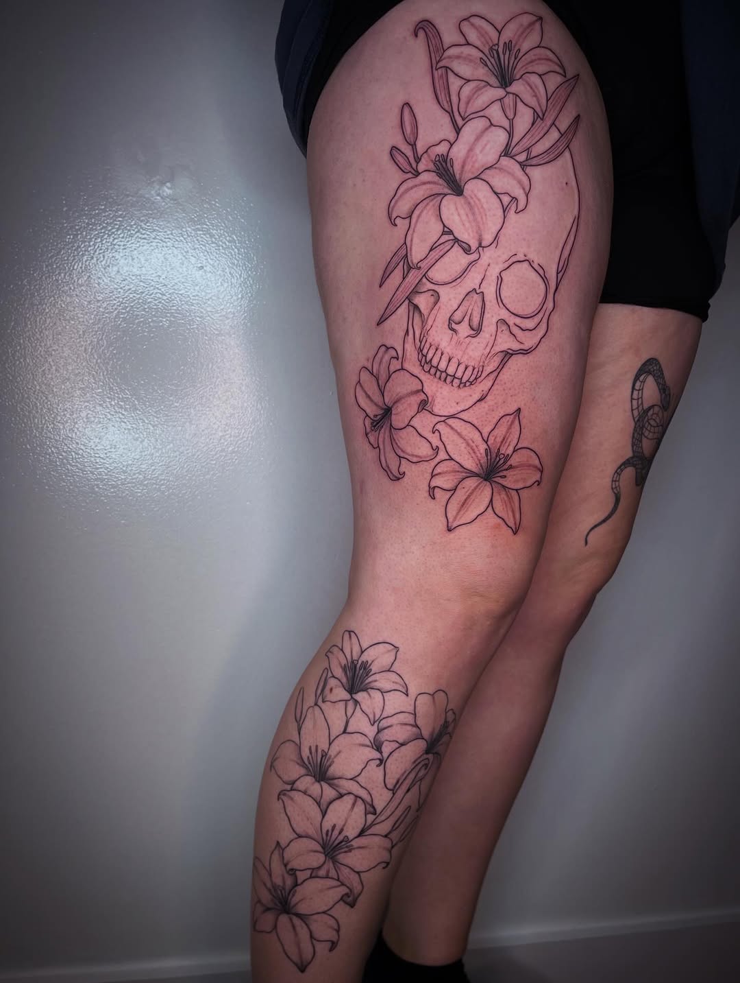Tattoo by @peachdoestattoos โ illustrative, black_and_grey