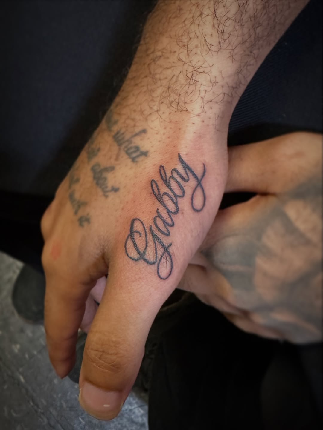 Tattoo by @velvetneedletattoo — lettering_script, fine_line