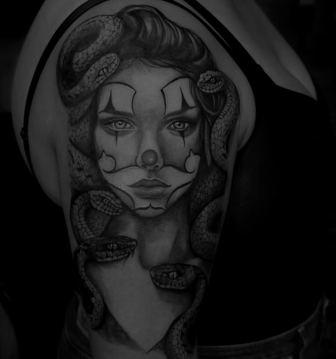 Tattoo by @brknsocialclub — black_and_grey, realism