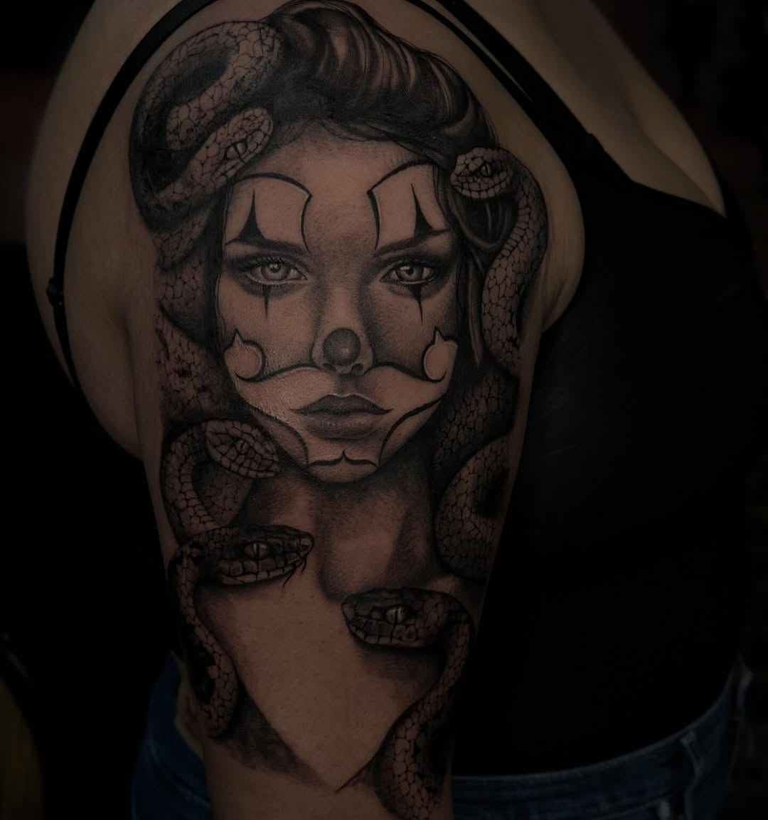 Tattoo by @brknsocialclub — black_and_grey, realism