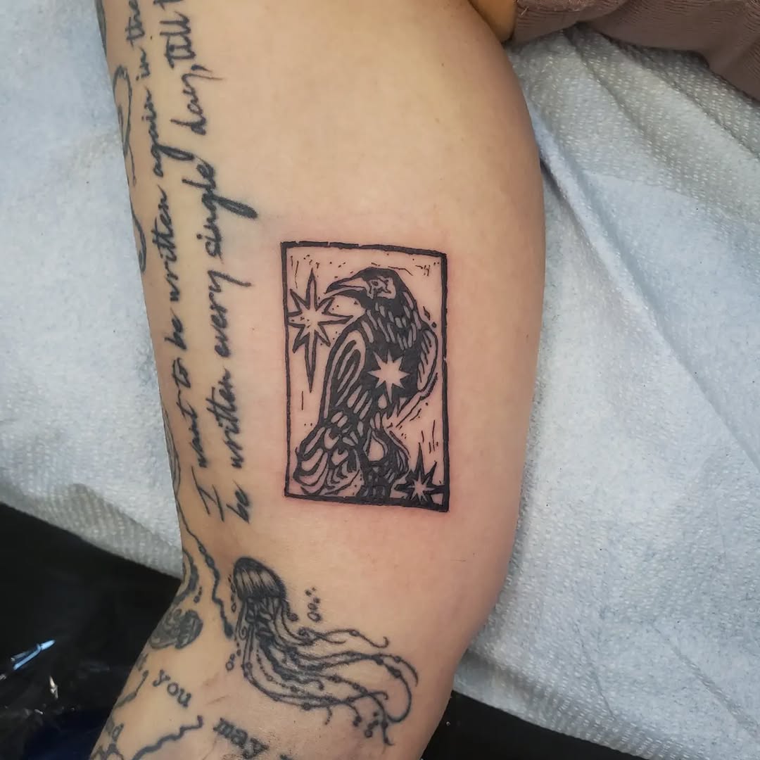 Tattoo by @chainveil.tattoo — illustrative, blackwork