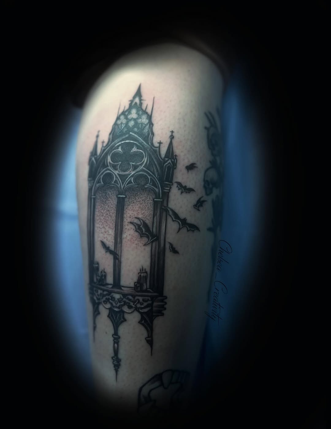 Tattoo by @chelsea_creativity — blackwork, dark_realism