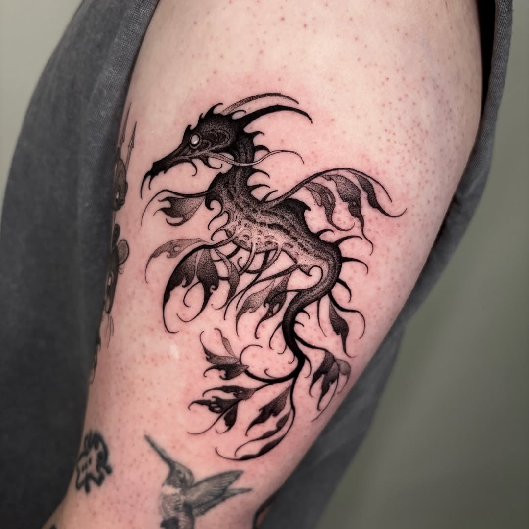 Tattoo by @crvbcore — black_and_grey, dotwork