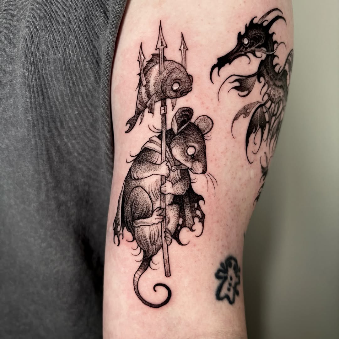 Tattoo by @crvbcore — black_and_grey, illustrative