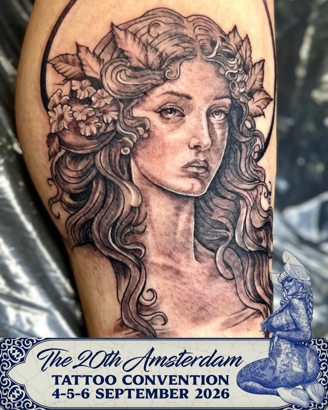 Tattoo by @necro_comicon — realism, black_and_grey