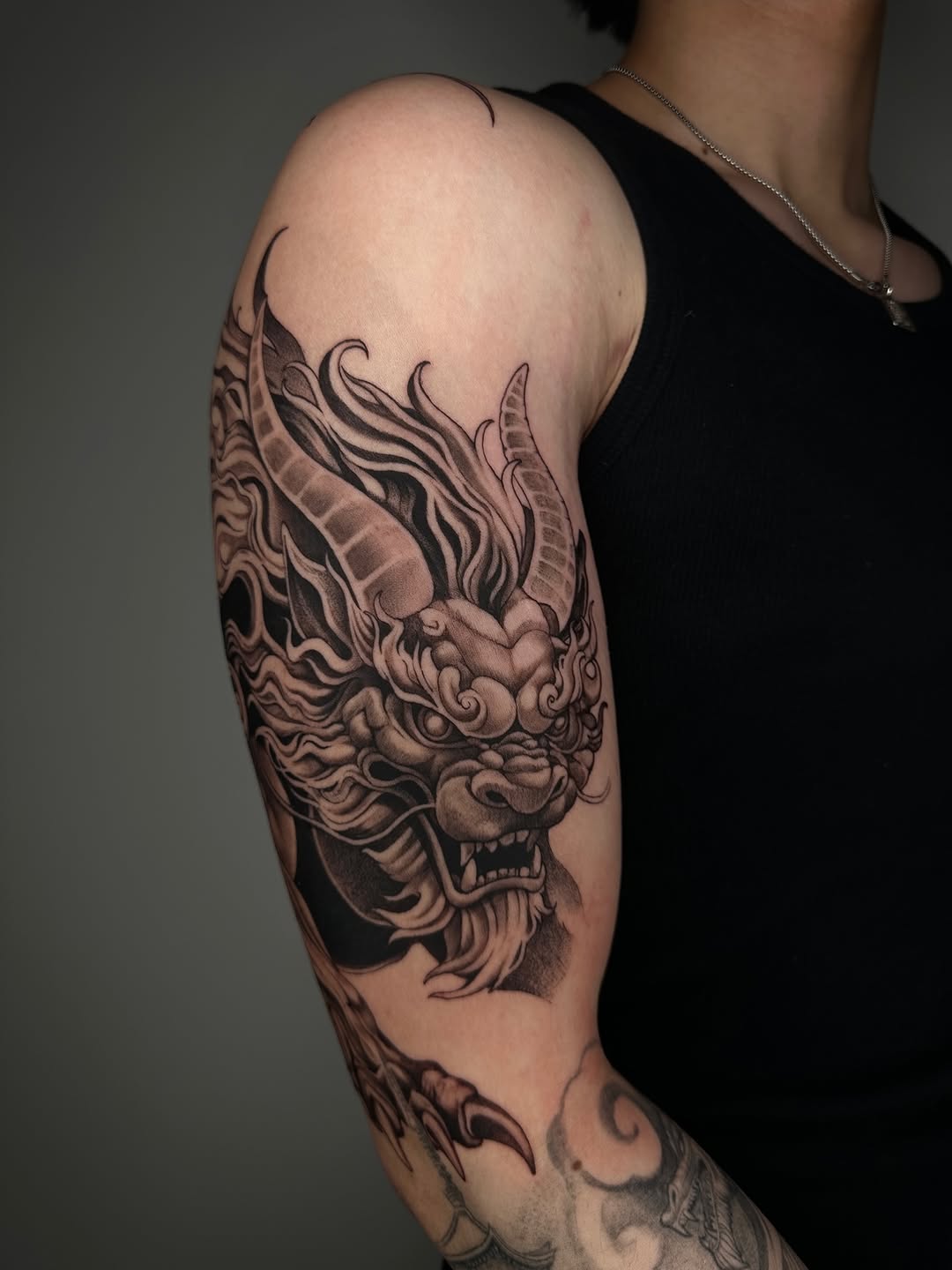 Tattoo by @art_lllex — japanese_irezumi, black_and_grey