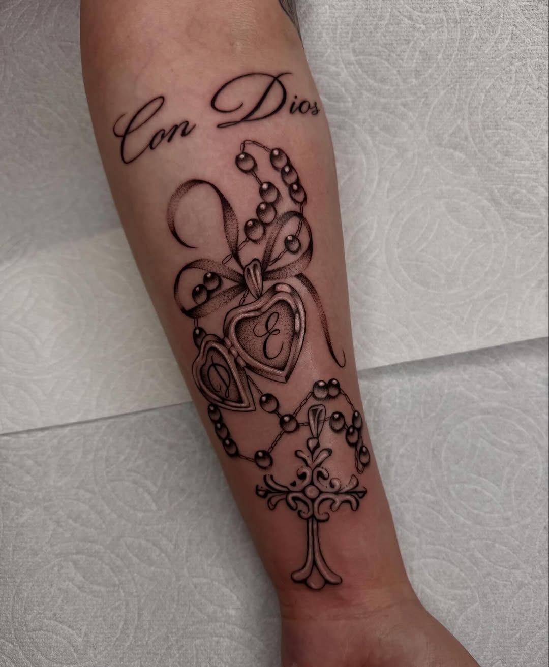 Tattoo by @nadiacallahan โ lettering_script, black_and_grey
