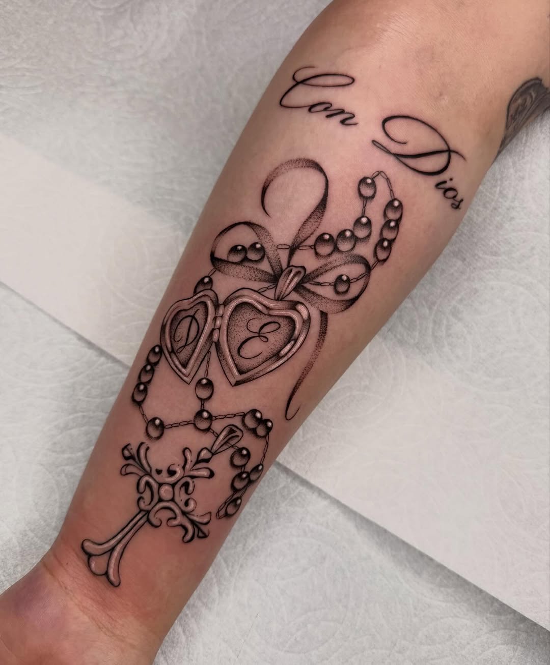 Tattoo by @nadiacallahan โ lettering_script, black_and_grey