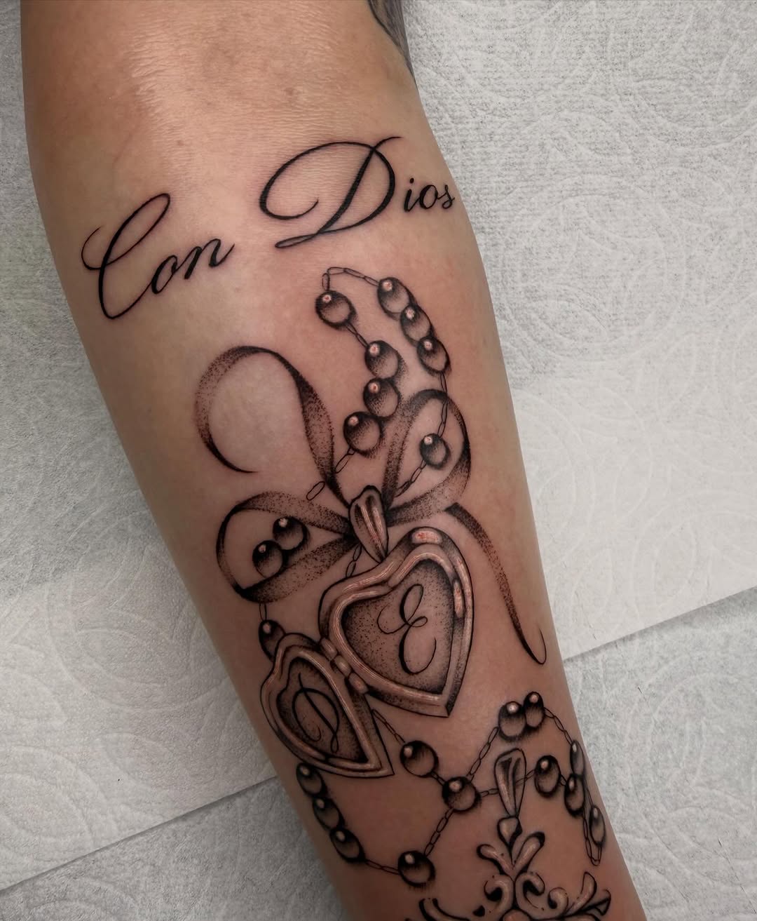 Tattoo by @nadiacallahan โ lettering_script, black_and_grey