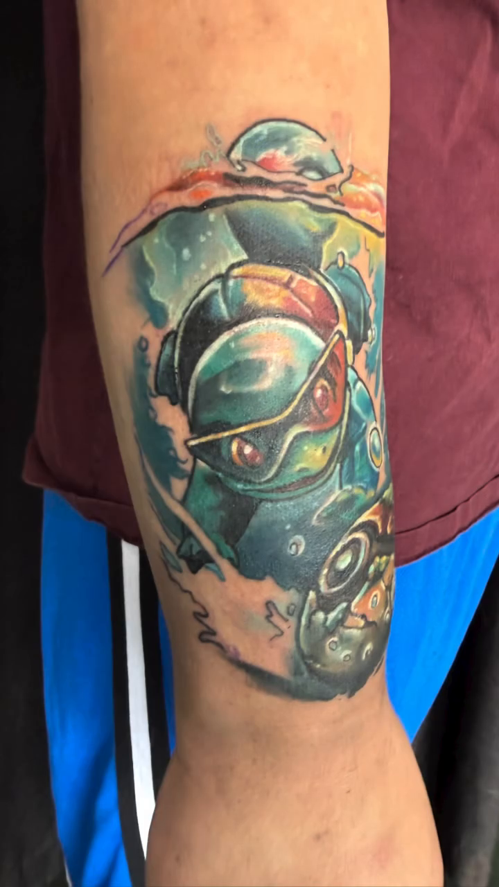 Tattoo by @dingus_art — illustrative, new_school
