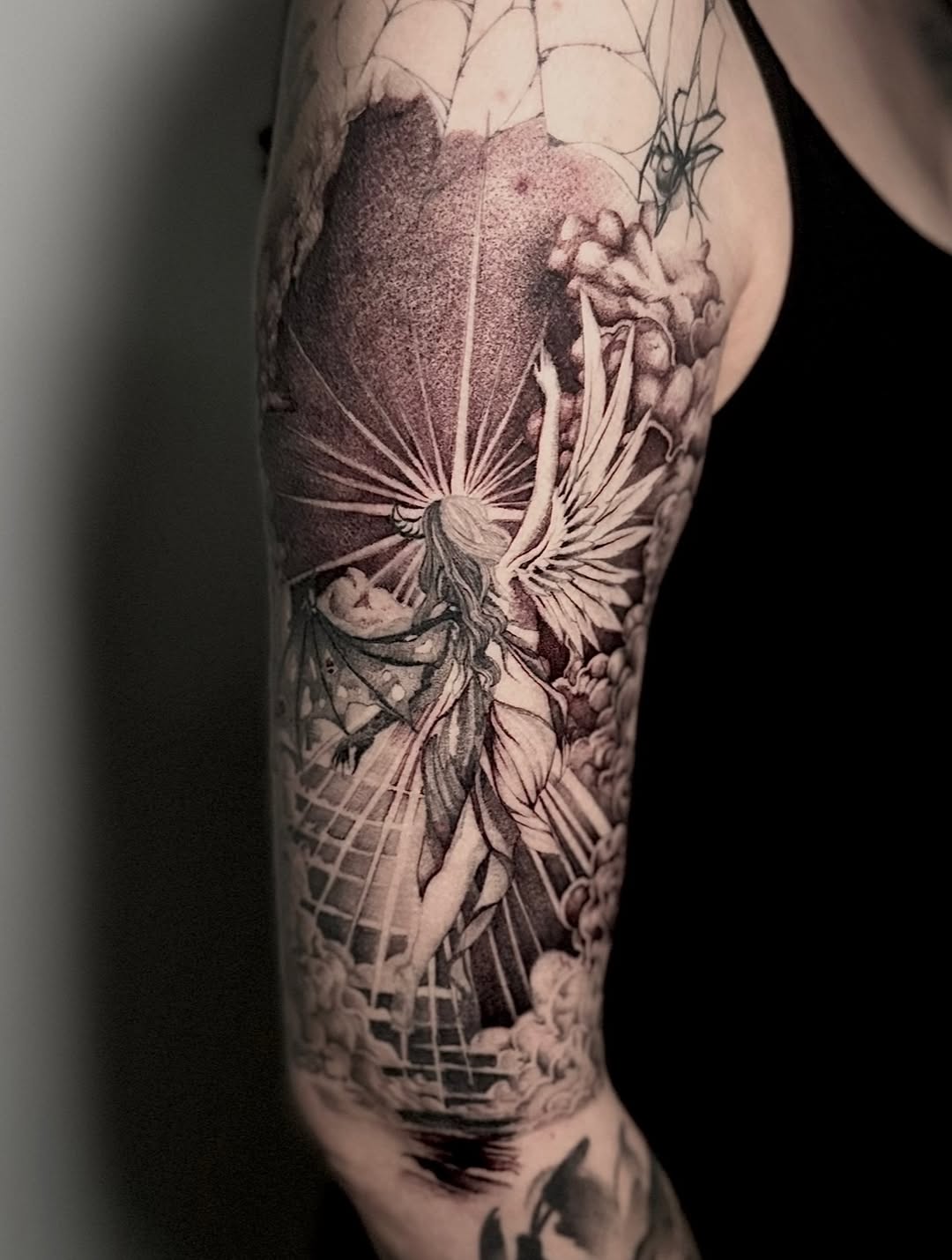 Tattoo by @tattoos.crystal — blackwork, illustrative