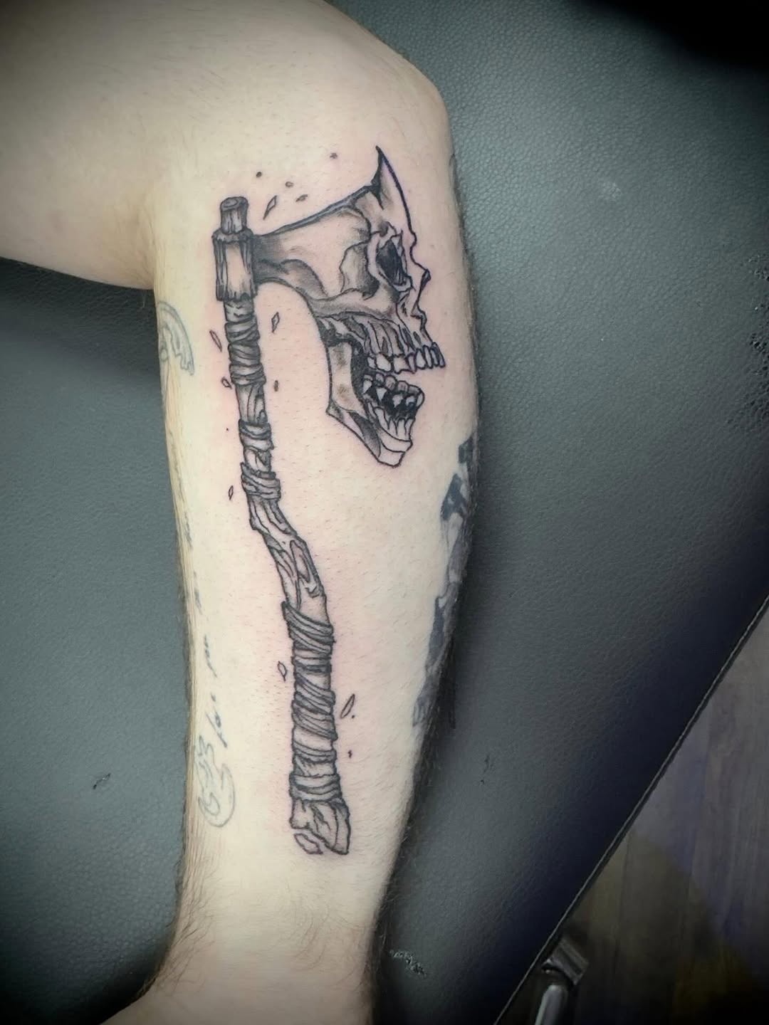 Tattoo by @inkslingerjessejames — black_and_grey, dark_realism
