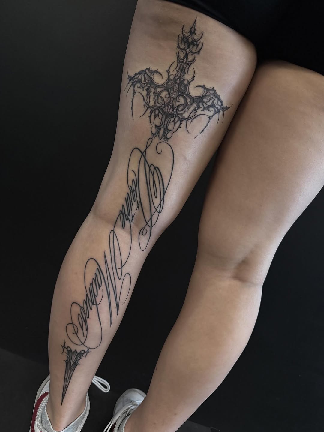 Tattoo by @bonnie_tatt2oos โ lettering_script, ornamental