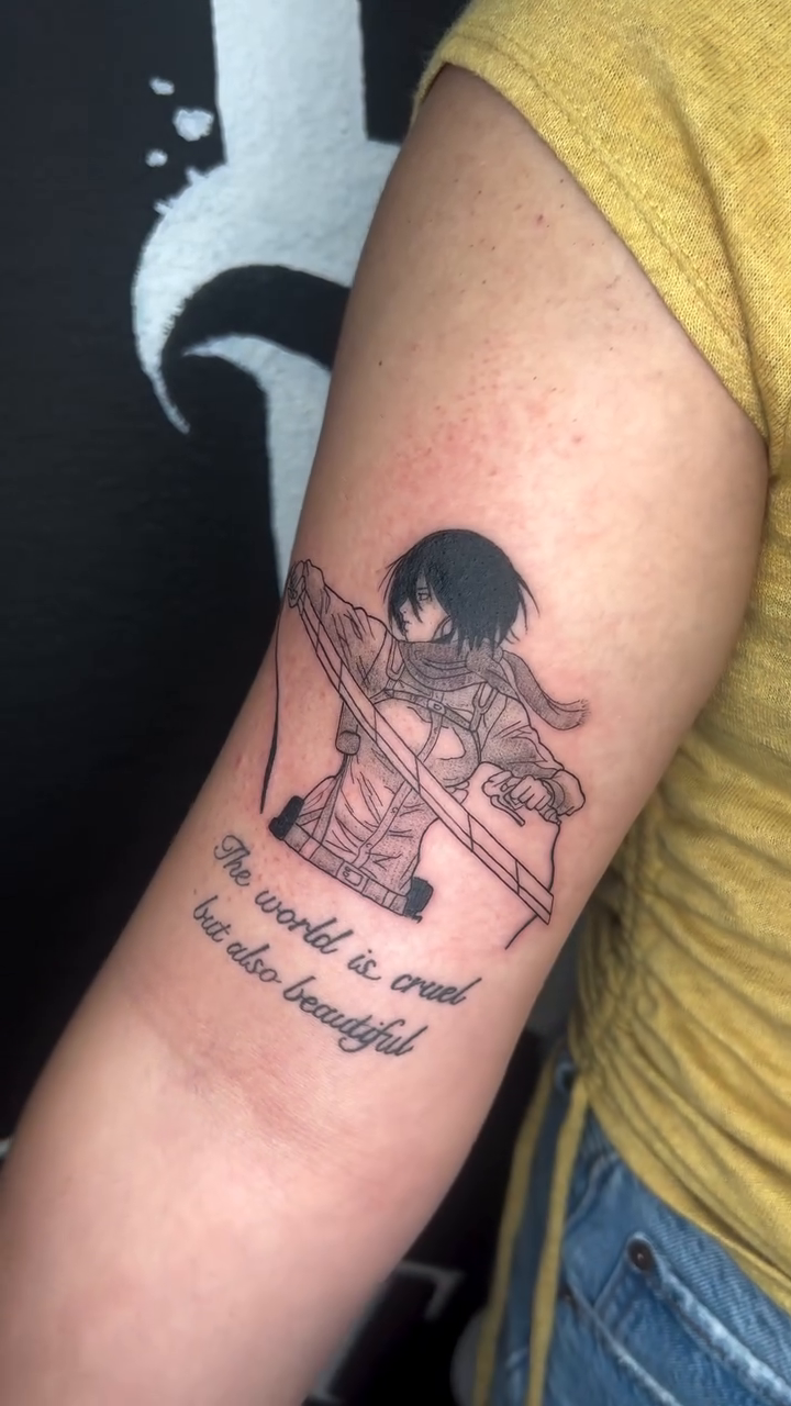 Tattoo by @ara.inks — illustrative, anime