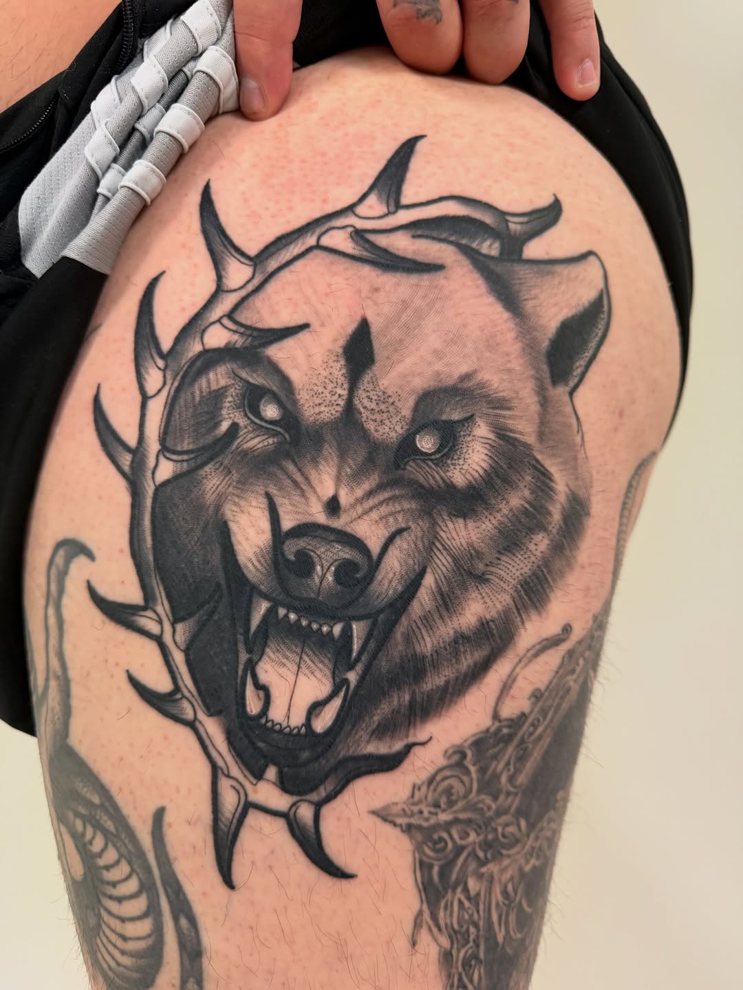 Tattoo by @doublescribbles — realism, black_and_grey
