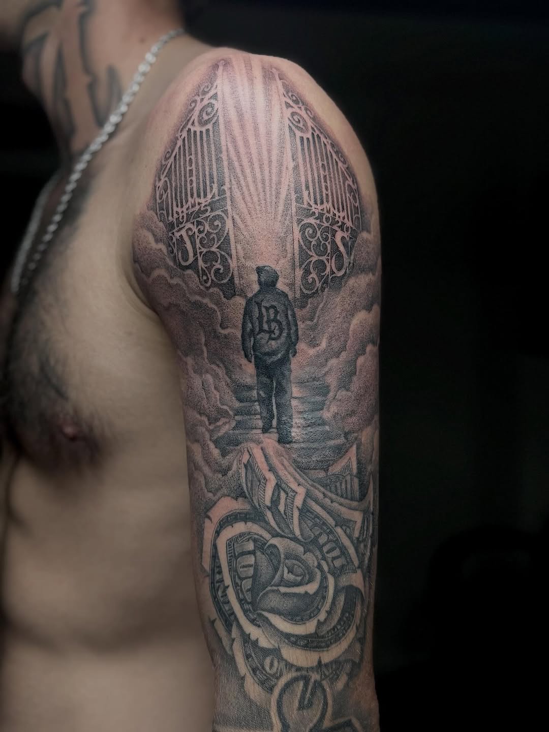 Tattoo by @cesarbee — black_and_grey, realism