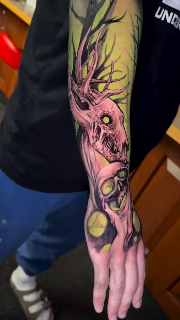 Tattoo by @tazz.tattoo — dark_realism, trash_polka