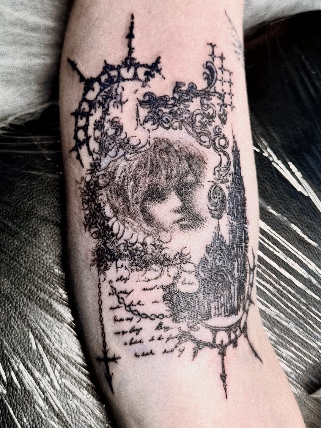 Tattoo by @hoodyink — black_and_grey, illustrative
