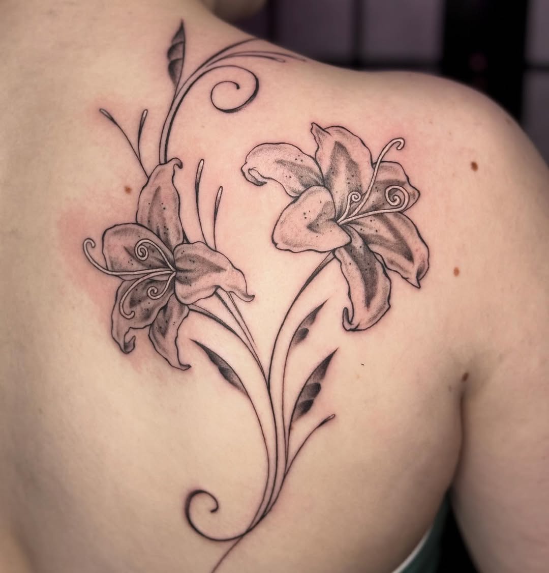 Tattoo by @justina.tattoos — illustrative, black_and_grey
