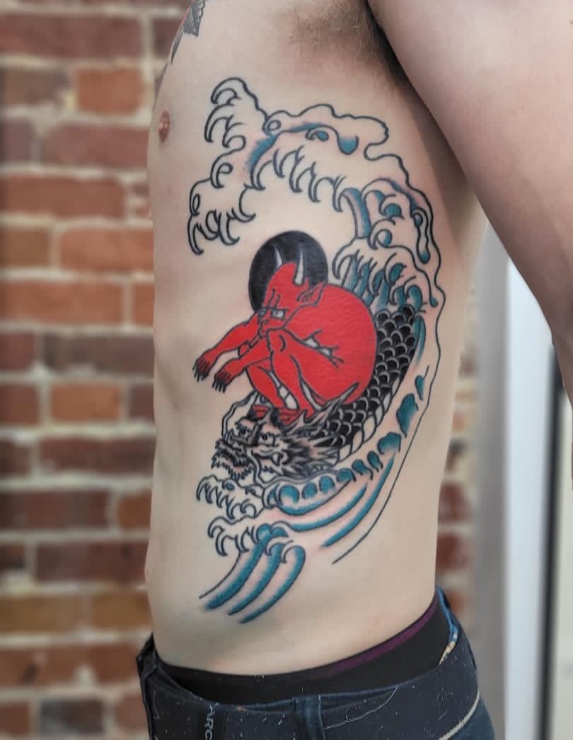 Tattoo by @arobertsontattoo — japanese_irezumi, black_and_grey