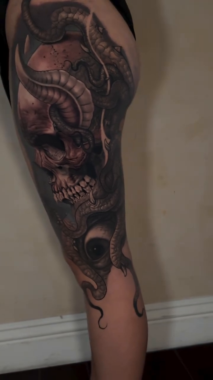 Tattoo by @isaac_occultart β dark_realism, black_and_grey