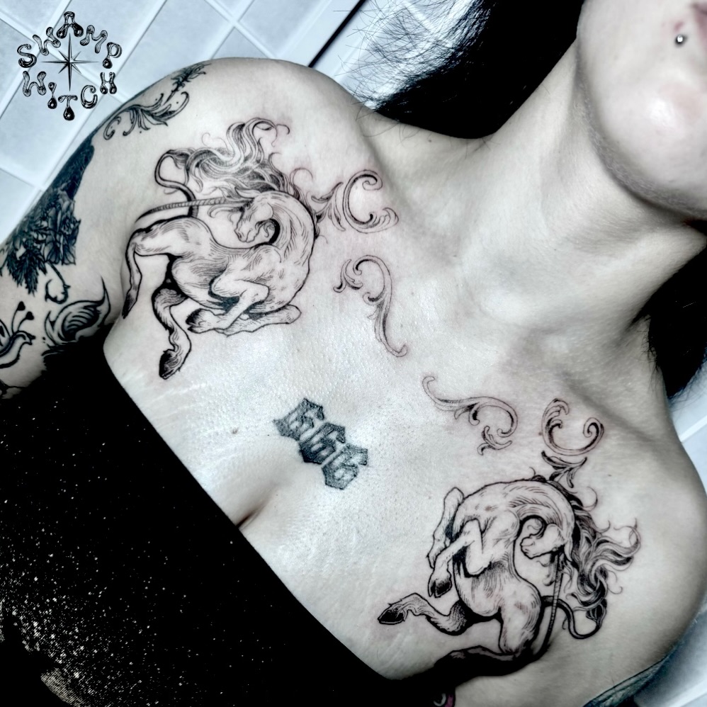 Tattoo by @swamp.witch.tattoos — black_and_grey, illustrative