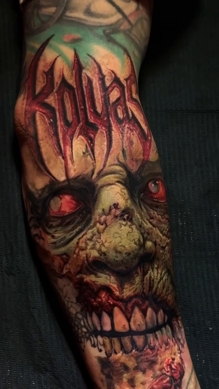 Tattoo by @nikolaymertsalov — dark_realism, trash_polka