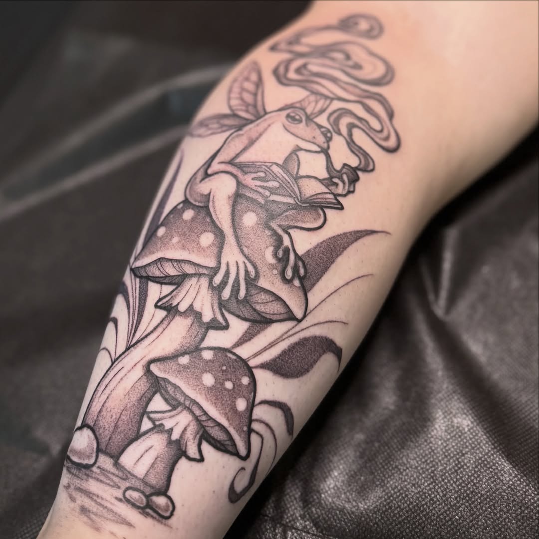 Tattoo by @denisegarner.art — illustrative, black_and_grey