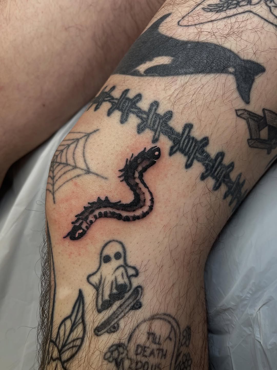 Tattoo by @velvet.snails — blackwork