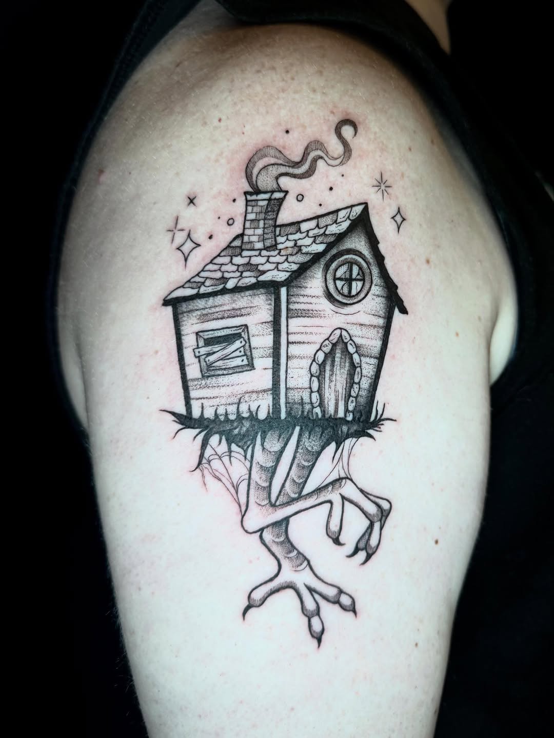 Tattoo by @morgue.in.tattoos — illustrative, black_and_grey