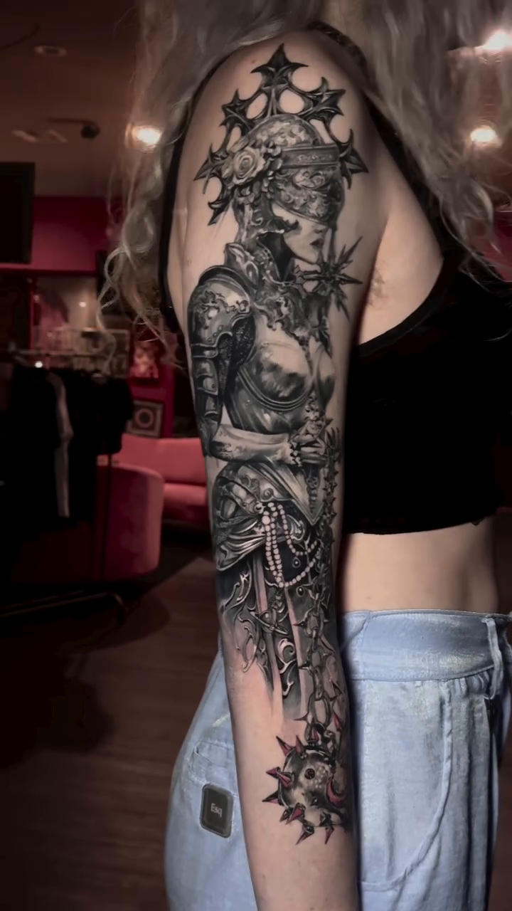 Tattoo by @necultra.tattoo — dark_realism, black_and_grey
