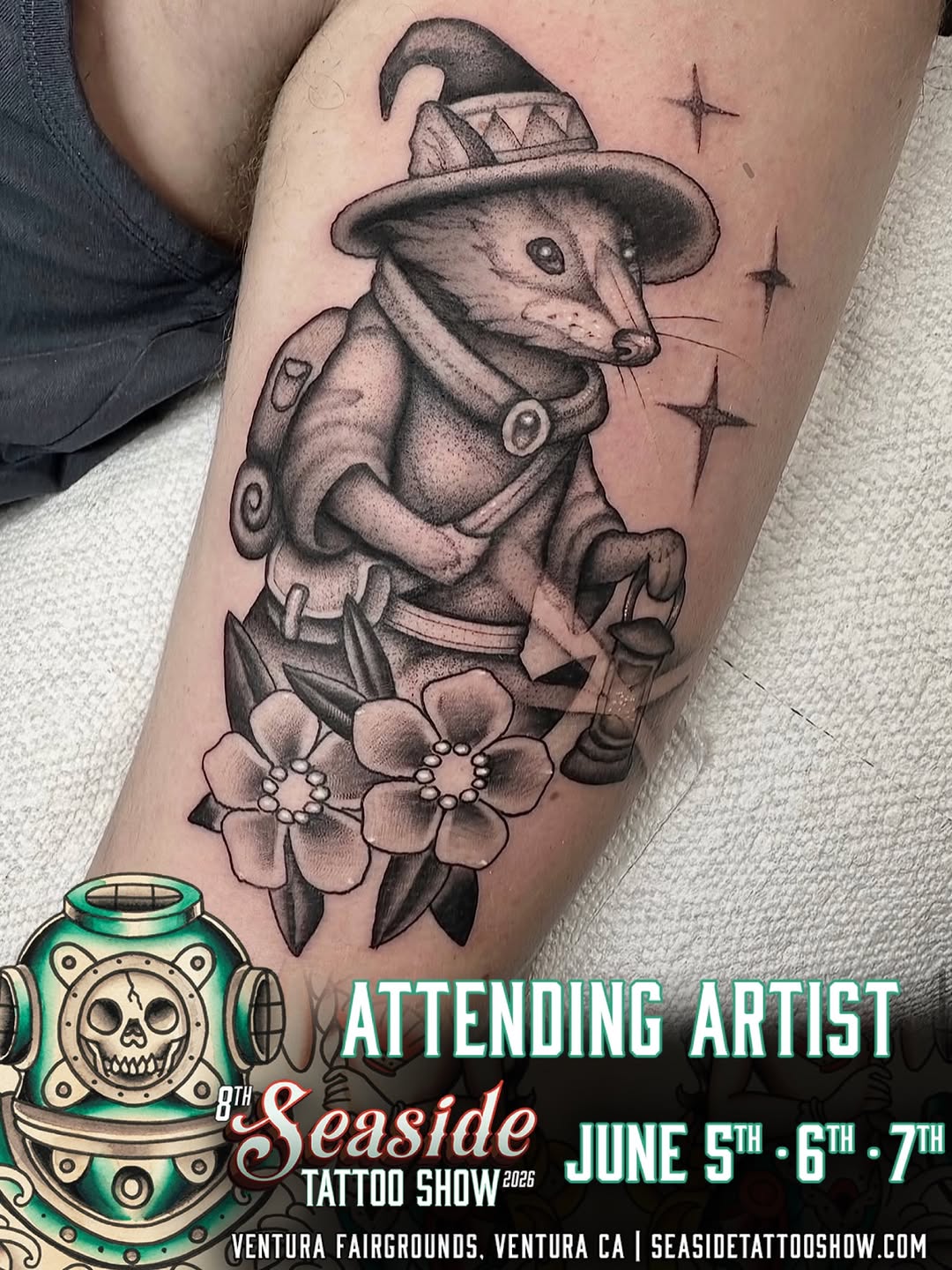 Tattoo by @feraleyes — black_and_grey, illustrative