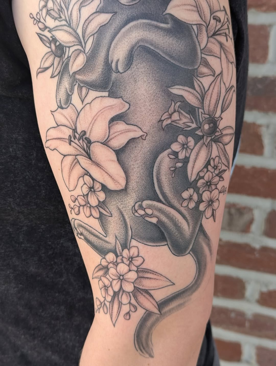 Tattoo by @colormemegantattoos — black_and_grey, dotwork