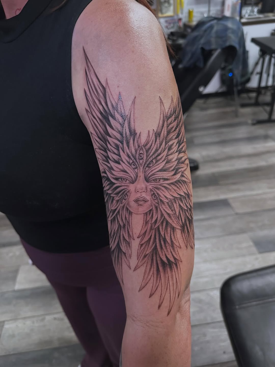Tattoo by @tattoomebella — black_and_grey, realism