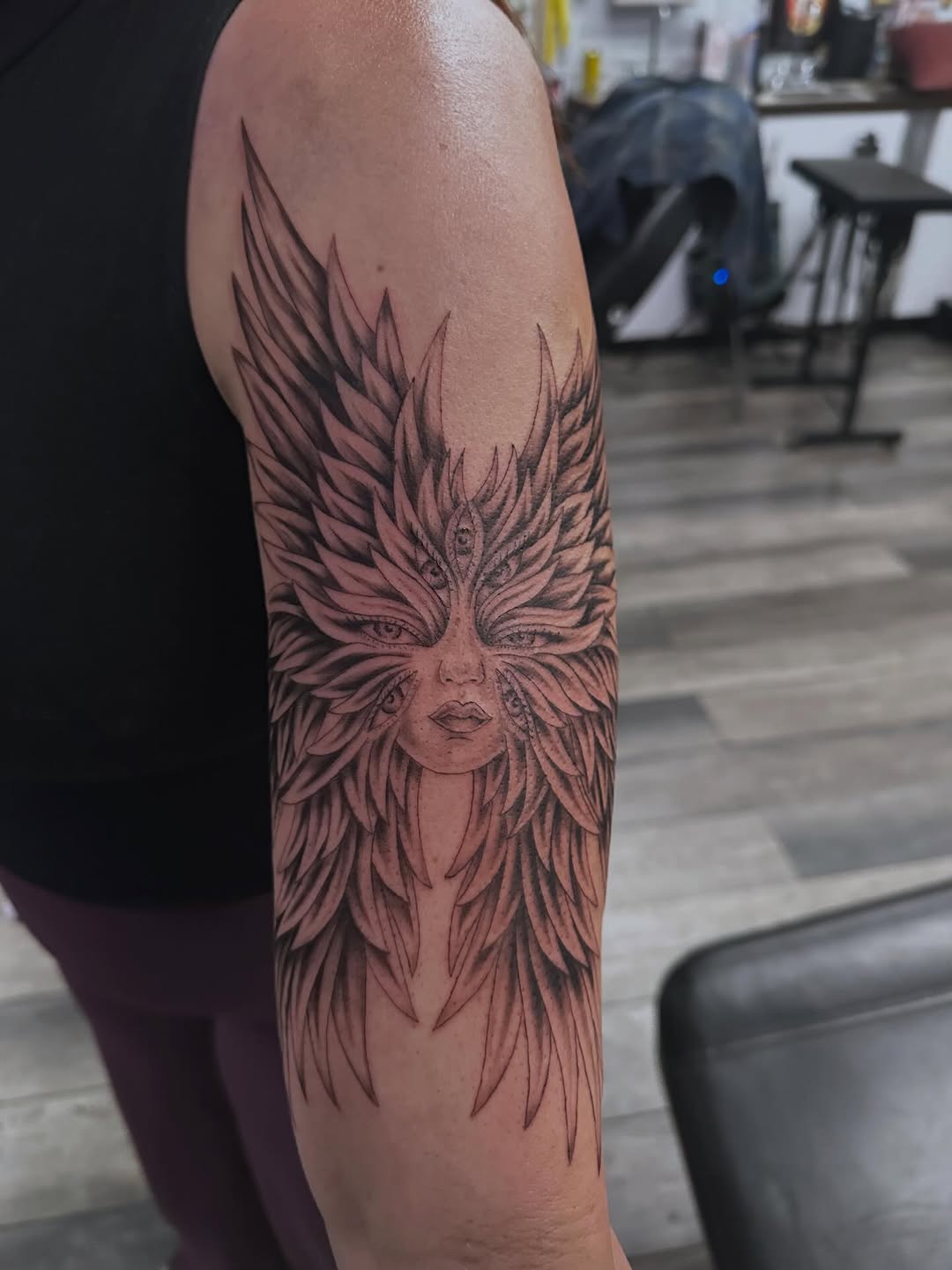 Tattoo by @tattoomebella — black_and_grey, realism
